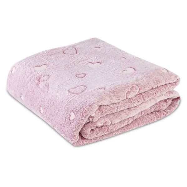 Cobertor Solteiro Microfibra 3D - Coração Rose