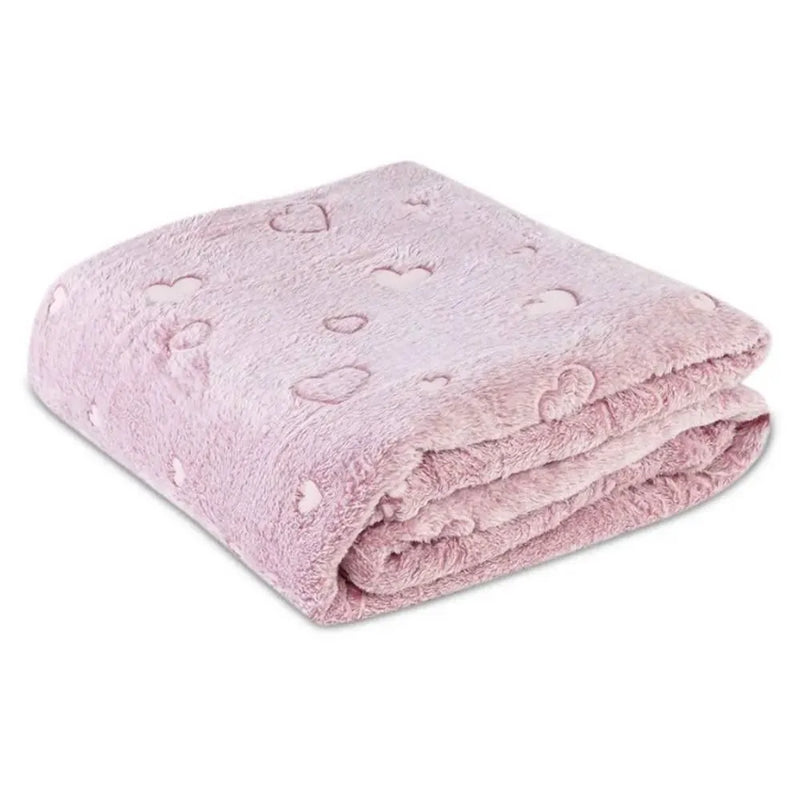 Cobertor Solteiro Microfibra 3D - Coração Rose