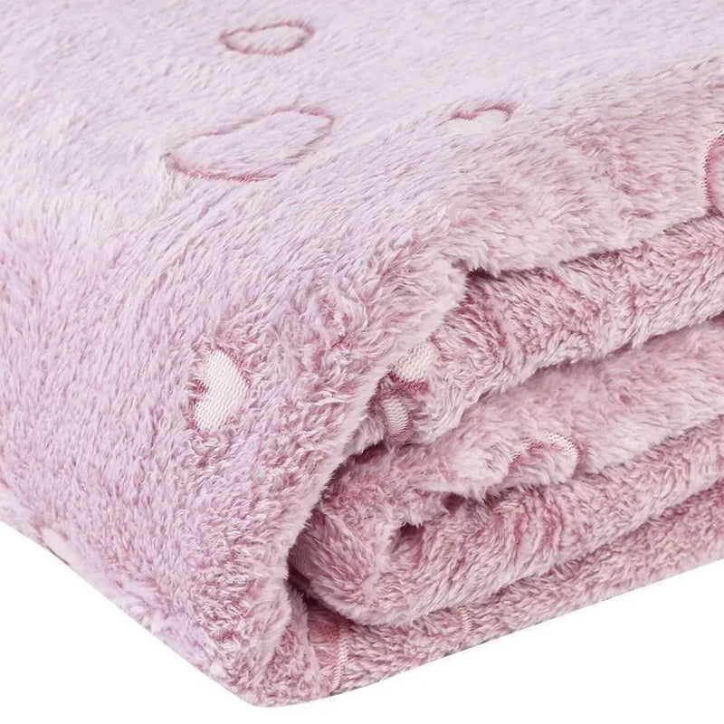 Cobertor Solteiro Microfibra 3D - Coração Rose